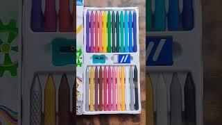 Doms Opti Grip plastic crayons 24 shades unboxing review and price doms plasticcrayons [upl. by Bresee]