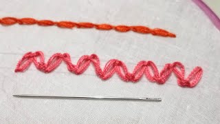 Double chain embroidery stitchEmbroidery stitch for beginnersHand embroidery [upl. by Aynnat]