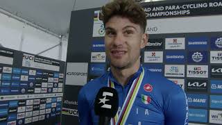 Filippo Ganna  Interview at the finish  World Championships ITT Zürich 2024 [upl. by Naut]