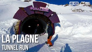 Skiing Through A Tunnel La Plagne Ski Restort Tunnel Slope  🇫🇷 France 4K HDR Ski Tour [upl. by Torie935]