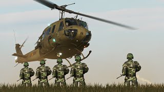 UH1H Huey formation low flying and dropping off airborne troops no music DCS World [upl. by Thomey248]