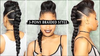 DOPE 3PONY BRAIDED STYLE 🔥  Tutorial [upl. by Aynatan160]