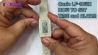 Casio LF10WH How to adjust TIME and ALARM [upl. by Crescin]