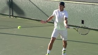 Rafael Nadal in Super Slow Motion  Forehand Backhand Serve  BNP Paribas Open 2013 [upl. by Franklyn]