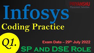 Infosys SP and DSE coding practice Infosys SP and DSE Coding Question  Infosys Coding Questions [upl. by Iniretake]