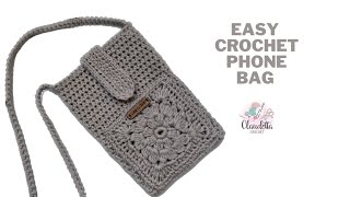 Crochet EASY Phone Bag Tutorial  For Beginners [upl. by Dyanna]