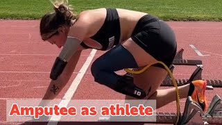 Amputee as athlete with adaptive prosthetic running blade  amputee life [upl. by Aceissej]