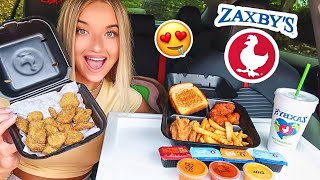 ZAXBYS MUKBANG w lots of sauces 🐔🤤 fried pickles boneless wings chicken fingers and more [upl. by Fedora487]