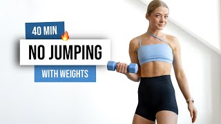 40 MIN FULL BODY No Jumping TONING Workout  With Weights  No Cardio Low Impact Home Workout [upl. by Kreda]