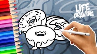 Drawing and coloring Donuts for kids  Digital drawing [upl. by Annaerda]