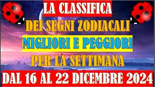 La Classifica dei Segni Zodiacali Migliori e Peggiori per la Settimana dal 16 al 22 Dicembre 2024 [upl. by Ennazor]