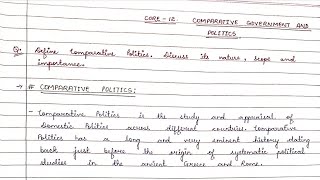 Core 12  Comparative Politics  Nature Scope Importance  BA POLITICAL SCIENCE SEM 05 VBU [upl. by Anav854]