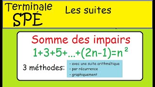 Somme des nombres impairs par 3 méthodesIntéressant SUITES Term Spé Math  bonus [upl. by Alaekim]