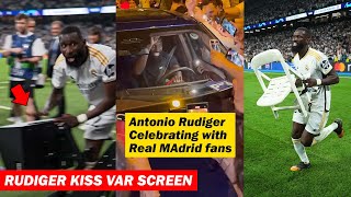 Antonio Rudigers Crazy Celebrations After Real Madrid Reach Champions League Final [upl. by Gnouh509]