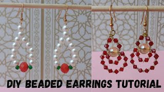 How to make beaded earrings ❤️😍🤯 Easy earrings DIY earrings diy beads beadsjewellery trending [upl. by Dambro]