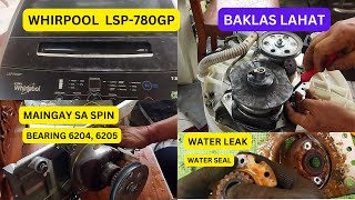 WHIRLPOOL LSP 780GP NOISY AT SPIN WATER LEAK HOW TO REMOVE GEARBOX ASSEMBLY [upl. by Jessy]