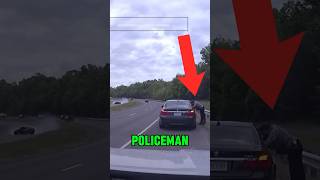 Miracle Escape Policeman Survives NearCollision While Checking Documents [upl. by Anivlek652]