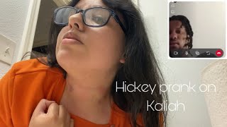 Hickey prank on Kaliah part 2 he got mad [upl. by Mloc]