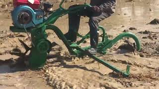 Micro tiller  micro field weeder  paddy tiller work [upl. by Idelle992]