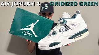 WATCH BEFORE YOU BUY  AIR JORDAN 4 OXIDIZED GREEN REVIEW  RESELL PREDICTIONS  SIZING [upl. by Natam]