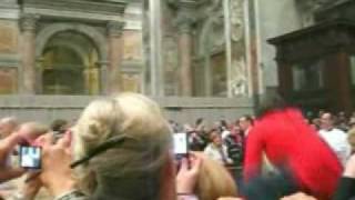 Woman knocks down Pope Benedict XVI  video footage [upl. by Anaitat]