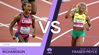 Richardson vs FraserPryce  World Athletics Championships Wins [upl. by Osbourn]