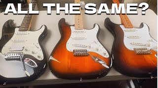 Squier Stratocaster Comparison  Bullet VS Affinity VS Classic Vibe 50s [upl. by Anayrb]