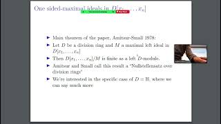 The quaternionic Nullstellensatz Cambridge Algebra Seminar 09102024 [upl. by Kedezihclem]