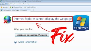 Fix  Internet Explorer Cannot Display The Webpage Error In Windows 7  Diagnose Connection Problems [upl. by Havard]