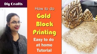 How to do Gold Block printing Print clothes at home  In Hindi English subtitles [upl. by Jake]