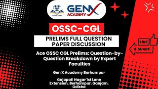 OSSC CGL 2024 PRE ll DETAILED QUESTION amp ANSWER DISCUSSIONossccglDIarithmeticosscclxamanalysis [upl. by Trever598]