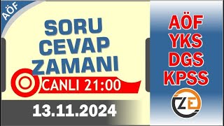 AÖF 13 11 2024  ÇARŞAMBA 2100  Canlı Soru Cevap Zamanı  Açıköğretim DGS KPSS YKS [upl. by Norehc776]