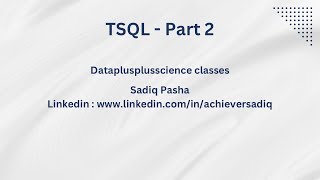 02 TSQL Basics Part 2 [upl. by Atiz123]