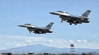 F16 Pilots In Training Takeoff At Holloman AFB [upl. by Ardnuasac]