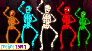 Haunted Five Skeletons Halloween Song  Spooky Scary Skeletons Songs By Teehee Town [upl. by Erminie]