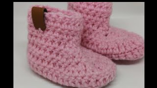 Crochet baby bootiesbabyslofjes haken deel 2 voor beginners [upl. by Nnaeed]