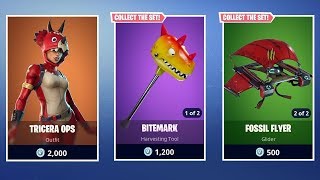 Fortnite Item Shop  April 21 2018  Tricera Ops Bitemark Fossil Flyer Confused Emote [upl. by Inge]