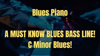 Blues Piano shuffle Lesson  C Minor Blues Shuffle [upl. by Echikson229]