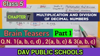 DAV class 5 maths chapter 7 Multiplication and Division of Decimal Numbers  Brain Teasers Part1 [upl. by Ahsieat]