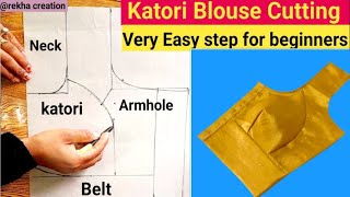 34 Size Katori Blouse Cutting and Stitching for Beginners Easy blouse cutting Blouse sewing [upl. by Lexa]