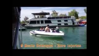 Lake Havasu City AZ  Windblown Houseboat in Thompson Bay wrecks 5 beached boats [upl. by Yvon352]