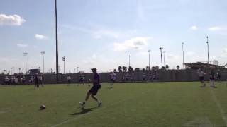 LSU RB Derrius Guice runs gauntlet drill [upl. by Ayikahs]