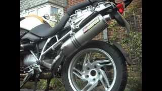 BMW R1200 GS standard exhaust change to an Akrapovic racing line slip on [upl. by Hauge]