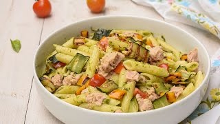 Insalata di pasta pesto e tonno con verdure grigliate  Ricette che Passione [upl. by Candy]