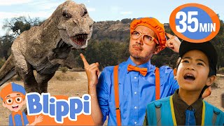 Blippi Visits TRex Ranch  BEST OF BLIPPI TOYS  Dinosaur Videos for Kids [upl. by Elleahcim208]