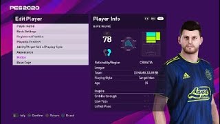 Bruno Petkovic face e football pes 2020 Dinamo Zagreb [upl. by Teriann368]