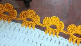 crochet flower edging  edges  borders for beginners  crochet lace patterns [upl. by Llevart]