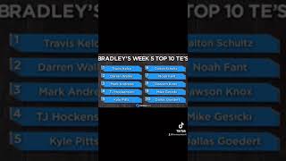 Bradley’s Week 5 TE Rankings [upl. by Ainad828]