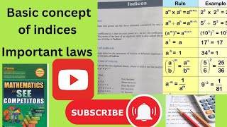 Basic concept of indicesAlgebra important laws of indices for class 9amp10 [upl. by Ceporah]