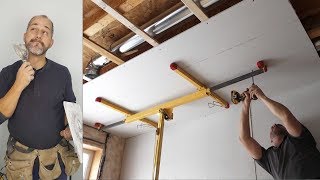 How To Install Ceiling Drywall Using A Panel Lift [upl. by Cory]